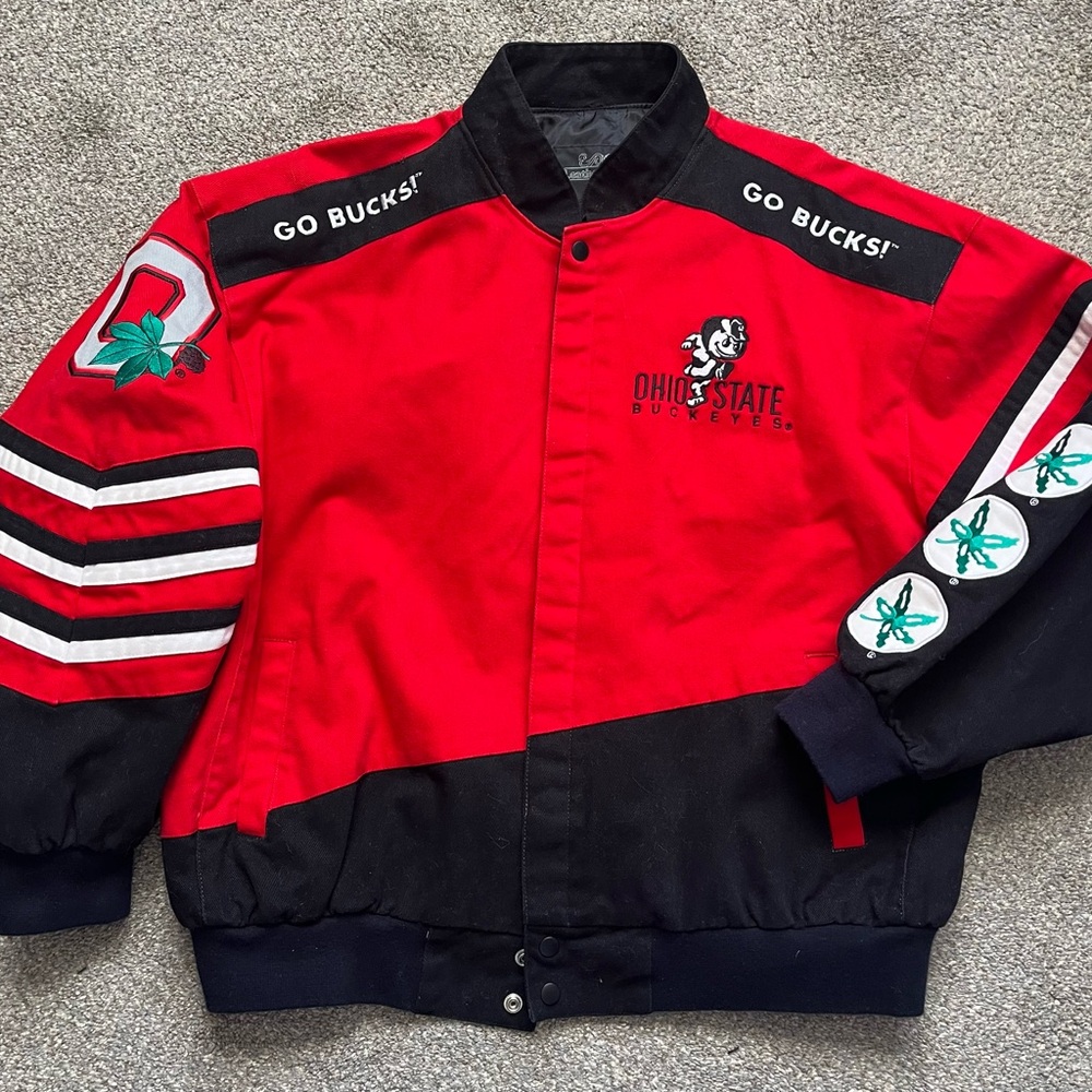 Vintage OSU Buckeyes 100% Cotton Mens Jacket by Leather Gallery (2XL, Large)